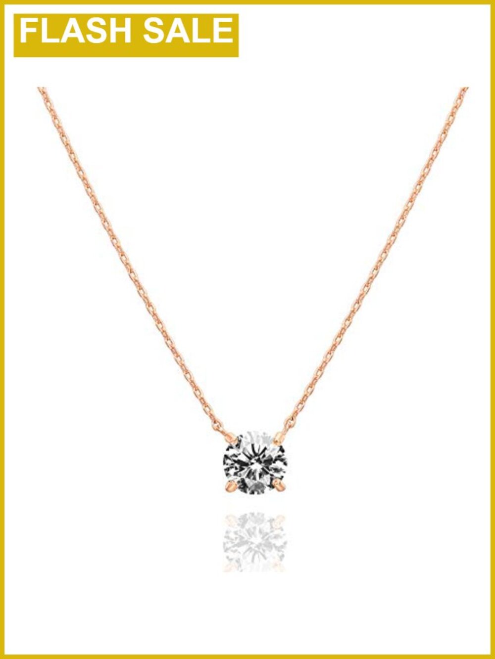 14K Gold Plated Crystal Solitaire Cubic Zirconia Dainty Choker Necklace